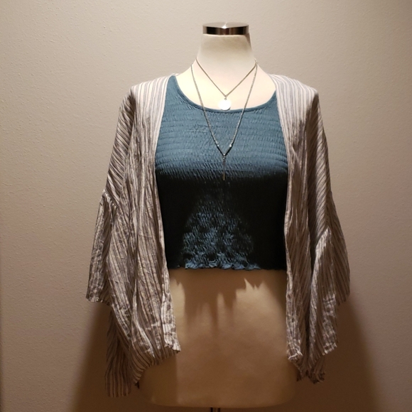 Aeropostale Tops - AEROPOSTALE SLEEVELES CROP TOP BLUE STRETCH WAFFLE CAMI SHIRT WOMENS LARGE